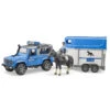 Bruder 02588 Land Rover Police Vehicle W/ Horse Trailer And Policeman