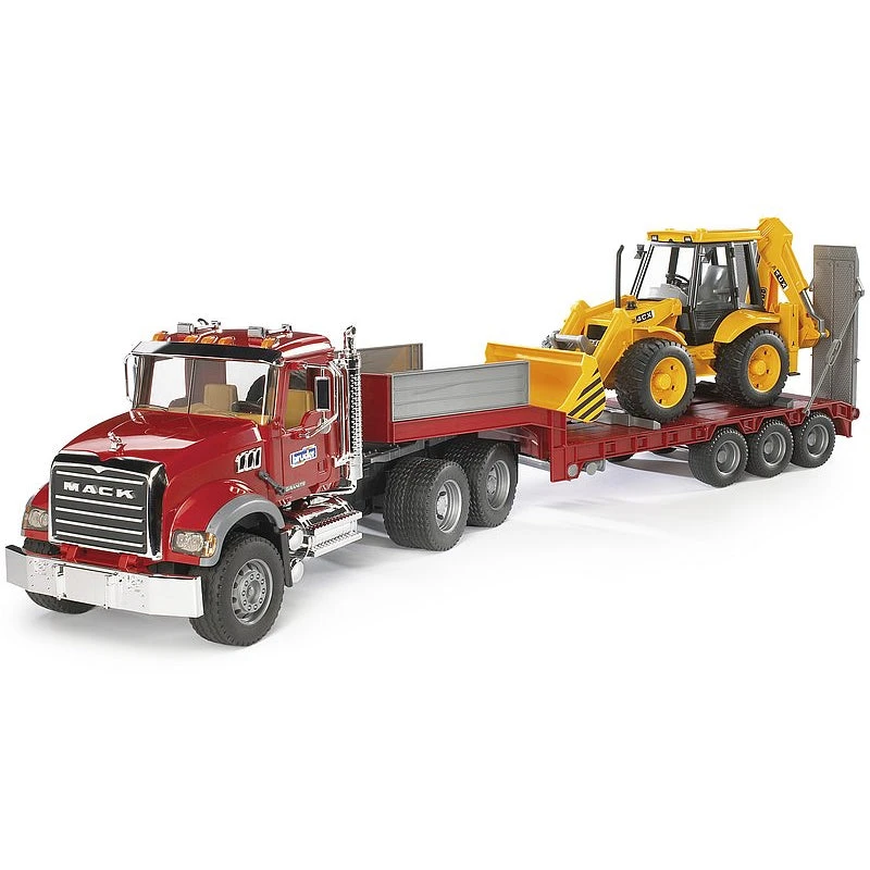 Bruder 02813 MACK Granite Flatbed Truck W/ JCB Loader Backhoe 3 Bruder 02813 MACK Granite Flatbed Truck W/ JCB Loader Backhoe