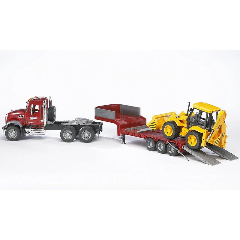 Bruder 02813 MACK Granite Flatbed Truck W/ JCB Loader Backhoe 6 Bruder 02813 MACK Granite Flatbed Truck W/ JCB Loader Backhoe - Image 4