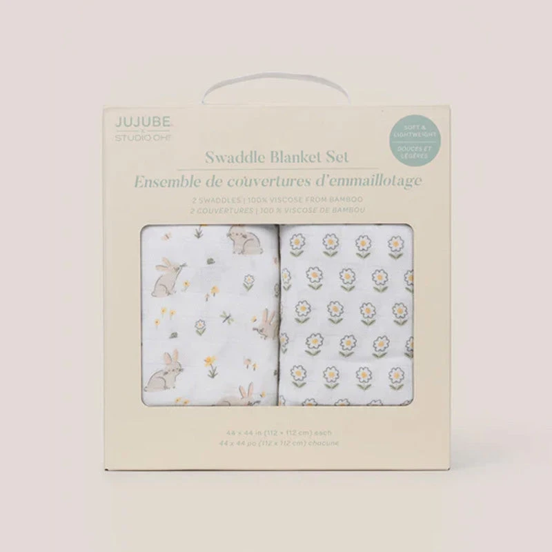 Jujube 2-Pack Square Swaddle Blanket Set - Bunny Hollow 3 Jujube 2-Pack Square Swaddle Blanket Set - Bunny Hollow