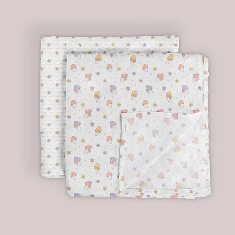 Jujube 2-Pack Square Swaddle Blanket Set - Mushy Love 5 Jujube 2-Pack Square Swaddle Blanket Set - Mushy Love - Image 3