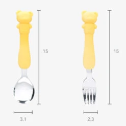 Soft Silicone Handle Stainless Steel Spoon & Fork Set (3+ Years Old) 24 Soft Silicone Handle Stainless Steel Spoon & Fork Set (3+ Years Old) -Baby Products Store 20231113170023