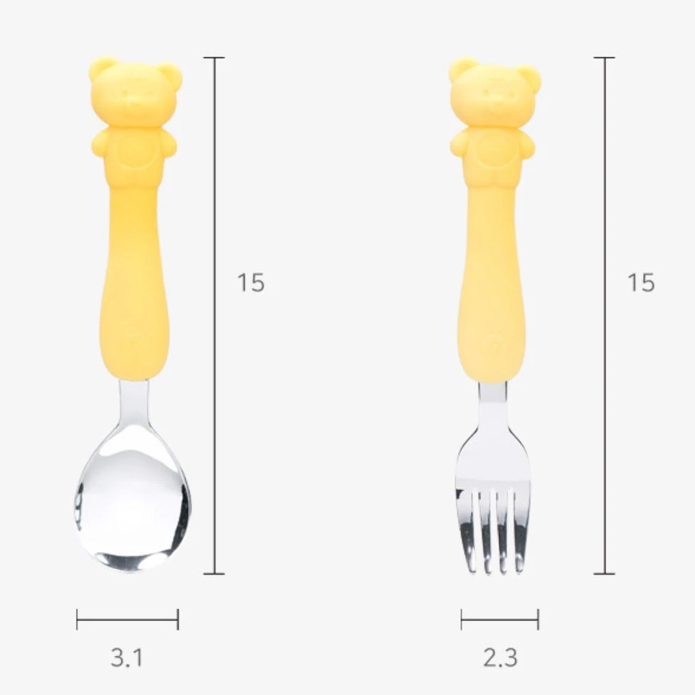 Soft Silicone Handle Stainless Steel Spoon & Fork Set (3+ Years Old) 12 Soft Silicone Handle Stainless Steel Spoon & Fork Set (3+ Years Old) - Image 10