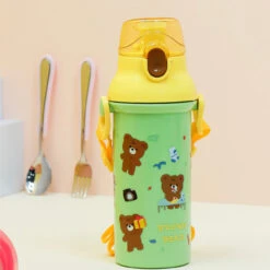 One-Touch Shoulder Strap Water Bottle -Brown Bear -Baby Products Store 20231120123848