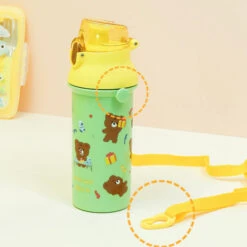 One-Touch Shoulder Strap Water Bottle -Brown Bear -Baby Products Store 20231120123855