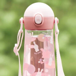 One Touch Shoulder Strap Tritan Water Bottle 470ml - Snow Rabbit -Baby Products Store 20231120141657