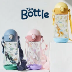 One Touch Shoulder Strap Tritan Water Bottle 470ml - Snow Rabbit -Baby Products Store 20231120141736