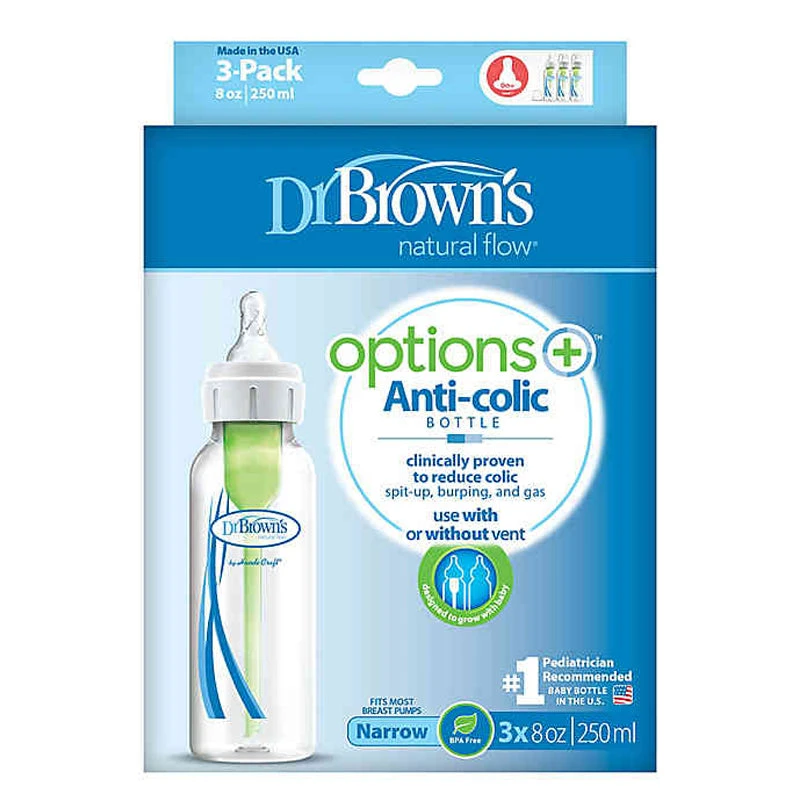 Dr. Brown's Options+ Narrow Neck Baby Bottles In Clear 8 Oz 3-Pack 4 Dr. Brown's Options+ Narrow Neck Baby Bottles In Clear 8 Oz 3-Pack - Image 2