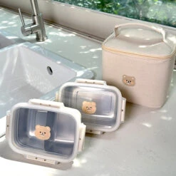 Bear Stainless Lunch Box Set With Lunch Bag