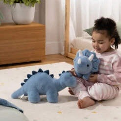 Coco Village Dino Plush Toy Blue Triceratop 9 Coco Village Dino Plush Toy Blue Triceratop -Baby Products Store DinoPlushToyBlueTriceratop 02