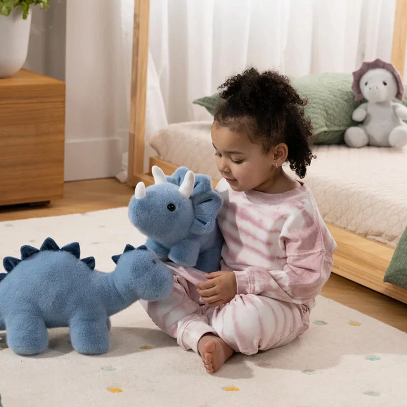 Coco Village Dino Plush Toy Blue Triceratop 6 Coco Village Dino Plush Toy Blue Triceratop - Image 4