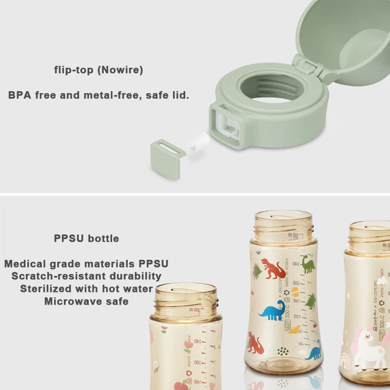 Grosmimi Flip Top Spill Proof Sippy Cup 10 Oz, Stage 2 Straw For Toddlers - Air Balloon 6 Grosmimi Flip Top Spill Proof Sippy Cup 10 Oz, Stage 2 Straw For Toddlers - Air Balloon - Image 4