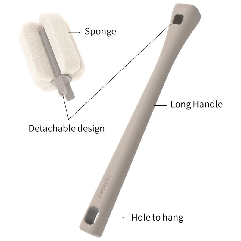 Mother-K Interchangeable Sponge Bottle Brush Set (1 Brush+2 Heads) 4 Mother-K Interchangeable Sponge Bottle Brush Set (1 Brush+2 Heads) - Image 2