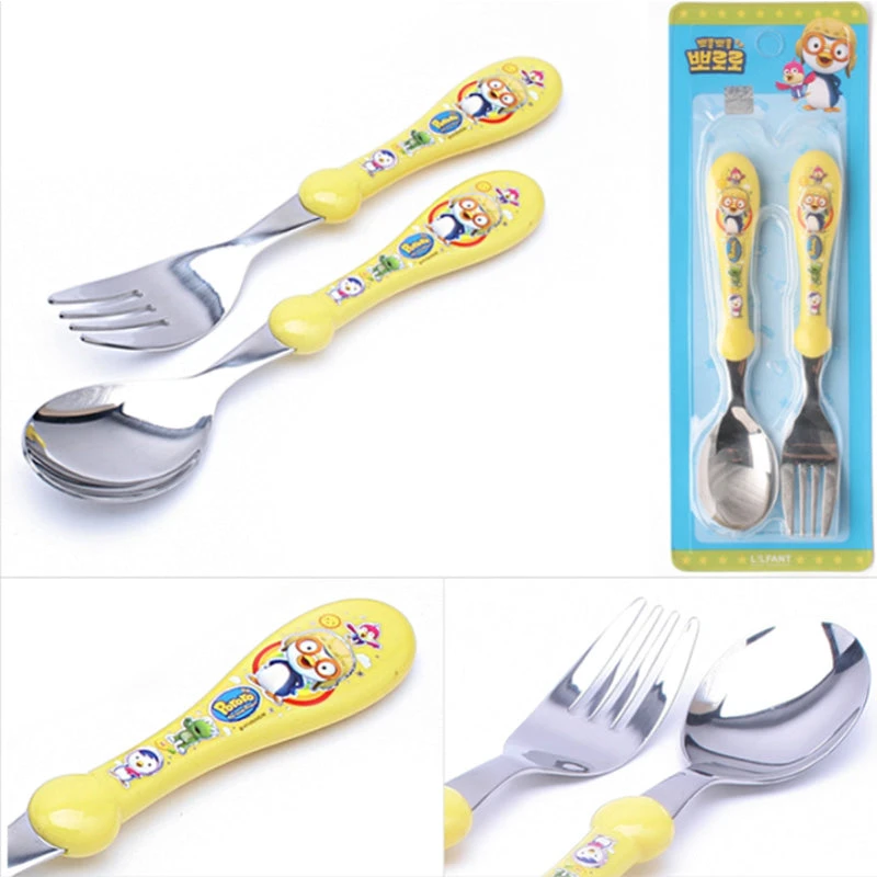 Pororo Kids Stainless Steel Spoon Fork Set (3+ Years Old) 3 Pororo Kids Stainless Steel Spoon Fork Set (3+ Years Old)