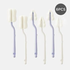 Moyuum Long Curve Sponge Bottle & Nipple Brush 6p