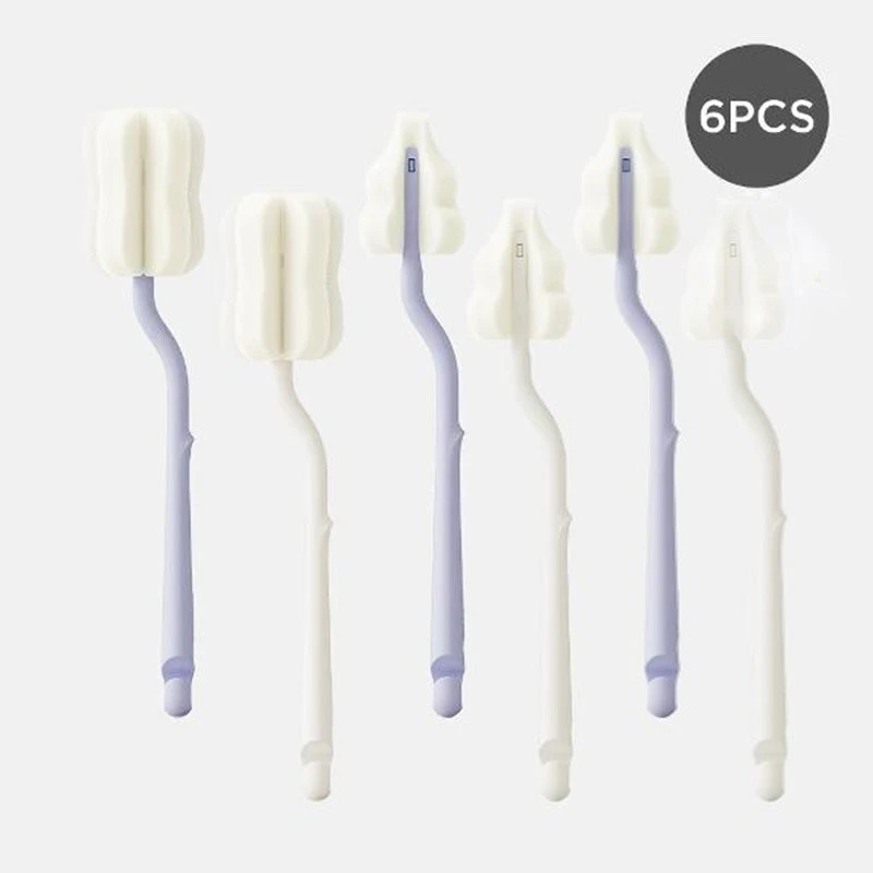 Moyuum Long Curve Sponge Bottle & Nipple Brush 6p 3 Moyuum Long Curve Sponge Bottle & Nipple Brush 6p