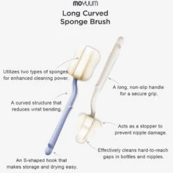 Moyuum Long Curve Sponge Bottle & Nipple Brush 6p 17 Moyuum Long Curve Sponge Bottle & Nipple Brush 6p -Baby Products Store LongCurveSpongeBottle NippleBrush6p 07