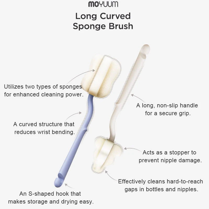 Moyuum Long Curve Sponge Bottle & Nipple Brush 6p 7 Moyuum Long Curve Sponge Bottle & Nipple Brush 6p - Image 5