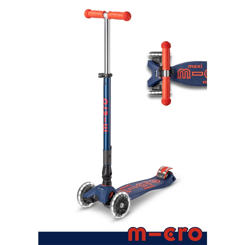 Micro Kickboard Maxi Deluxe Foldable LED Scooter Age 5-12 3 Micro Kickboard Maxi Deluxe Foldable LED Scooter Age 5-12