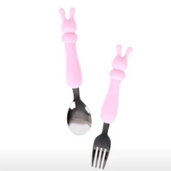 Soft Silicone Handle Stainless Steel Spoon & Fork Set (3+ Years Old) -Baby Products Store SoftSiliconeHandleStainlessSteelSpoon ForkSet 3 YearsOld 01
