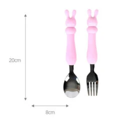 Soft Silicone Handle Stainless Steel Spoon & Fork Set (3+ Years Old) -Baby Products Store SoftSiliconeHandleStainlessSteelSpoon ForkSet 3 YearsOld 02