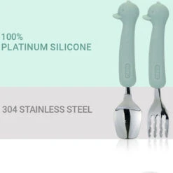 Silicone Handle Stainless Steel Spoon Fork Set With Case -Animals (2+ Years Old) 25 Silicone Handle Stainless Steel Spoon Fork Set With Case -Animals (2+ Years Old) -Baby Products Store SpoonForkSetwithCase Animals 03