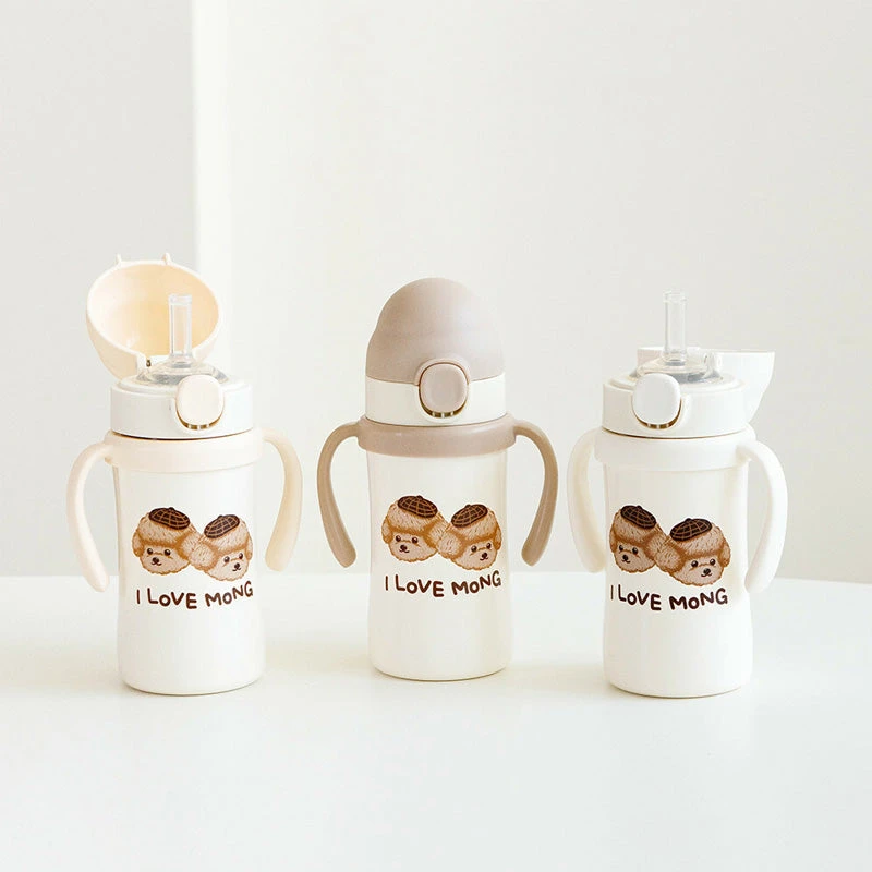 UBMOM Stainless Steel Choco Mong One-Touch Straw Cup 220ml 3 UBMOM Stainless Steel Choco Mong One-Touch Straw Cup 220ml