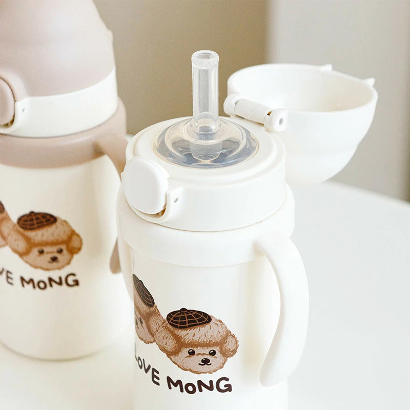UBMOM Stainless Steel Choco Mong One-Touch Straw Cup 220ml 5 UBMOM Stainless Steel Choco Mong One-Touch Straw Cup 220ml - Image 3
