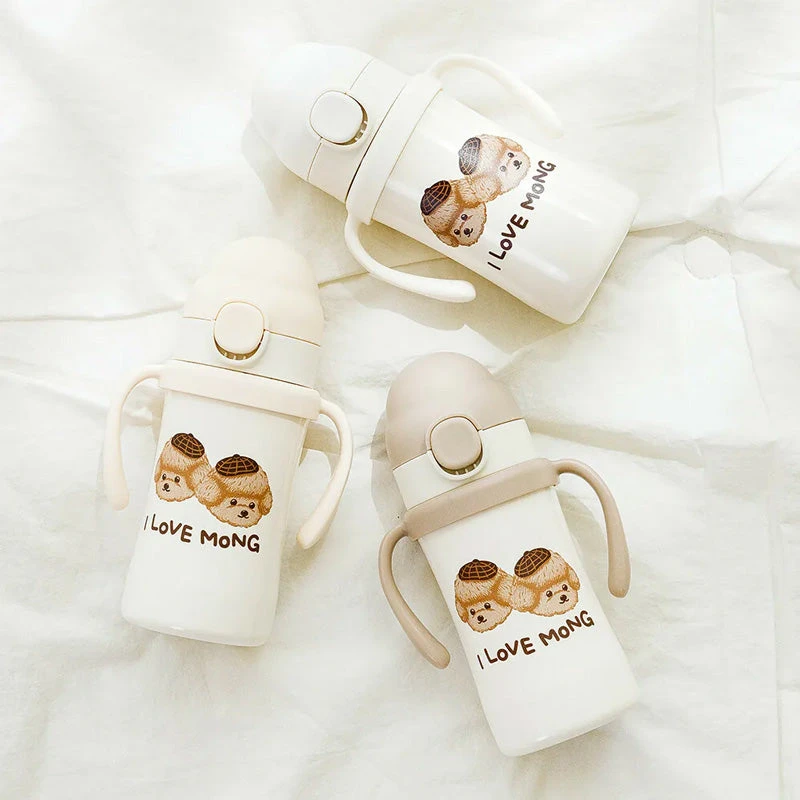 UBMOM Stainless Steel Choco Mong One-Touch Straw Cup 220ml 4 UBMOM Stainless Steel Choco Mong One-Touch Straw Cup 220ml - Image 2