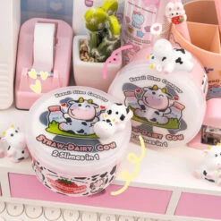Kawaii Slime Straw-Dairy Cow 2 Slimes In 1 -Baby Products Store Straw DairyCow2Slimesin1 05