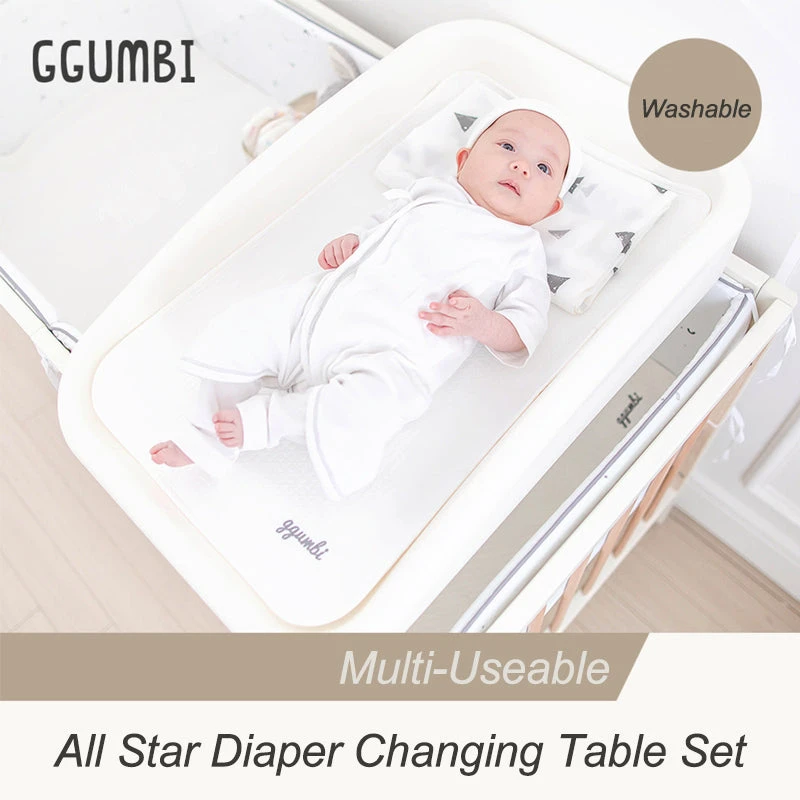 GGUMBI All Star Wood Baby Crib Full Set ( Baby Crib + Mattress + Cushion Guard 3P + Water Proof Pad + Diaper Changing Table Set ) 6 GGUMBI All Star Wood Baby Crib Full Set ( Baby Crib + Mattress + Cushion Guard 3P + Water Proof Pad + Diaper Changing Table Set ) - Image 4